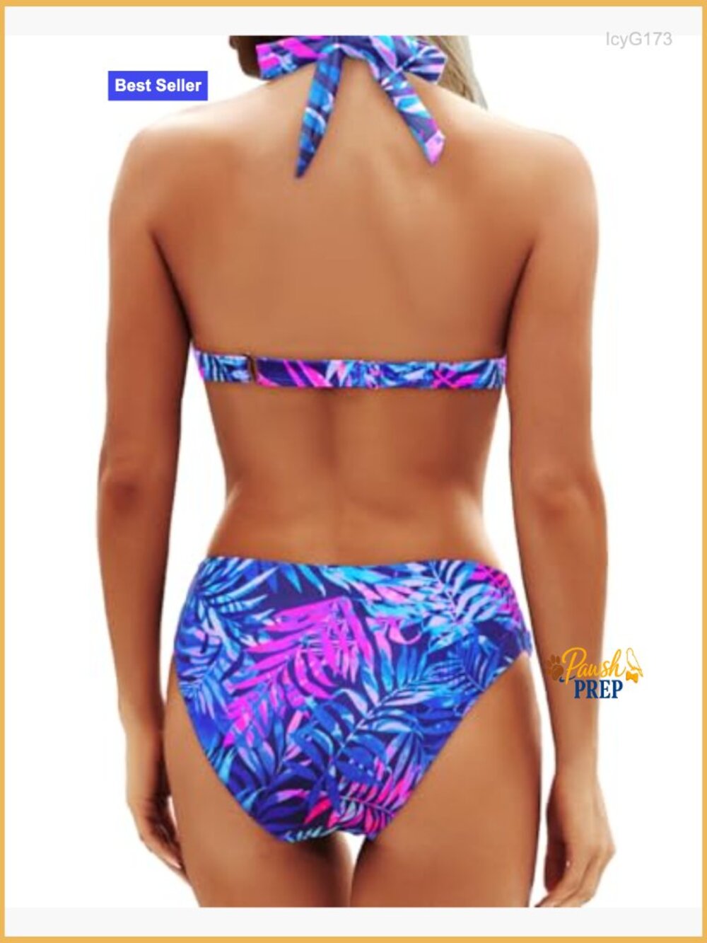 Halter Push Up Bikini Set Two Piece Vintage Swimsuit - Picture 2 of 7
